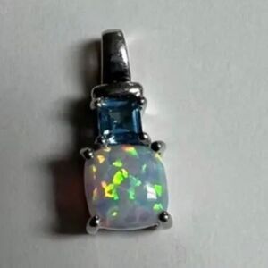 Alwand Vahan SS Opal+Blue Topaz Drop Pendant